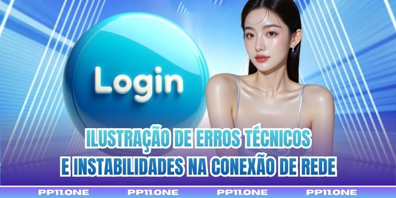 Ilustração de erros técnicos e instabilidades na conexão de rede